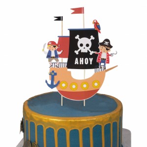 Pirate themed birthday cake Insert Children's birthday party decoration supplies Pirate ship baked dessert