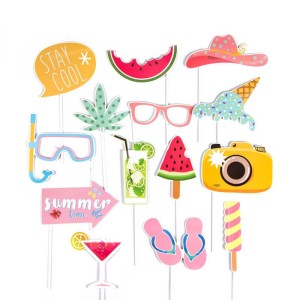 Photo props Summer party paper card decorations Birthday pool party dress-up supplies