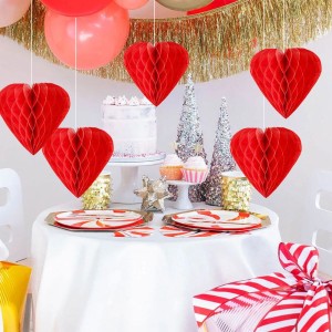 Valentine's Day love Honeycomb ball party decoration red heart hanging decoration wedding scene layout props